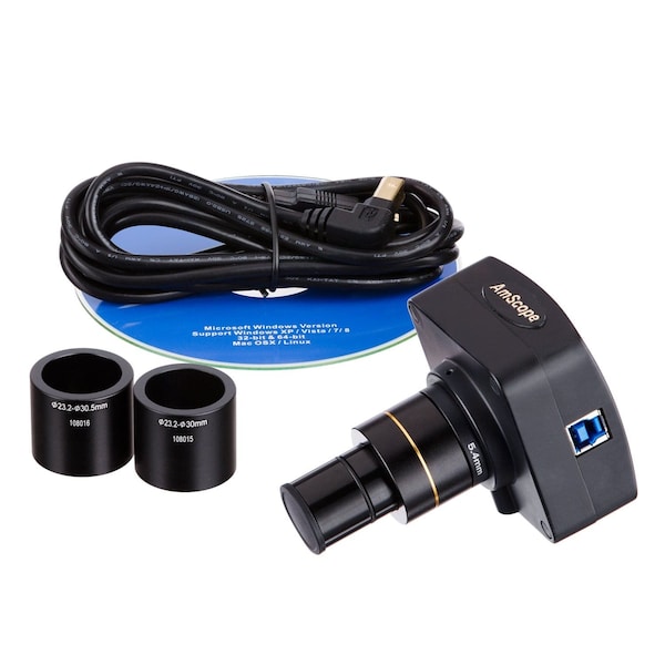 3.5X-90X Trinocular Single-Arm Boom Stereo Microscope, 144-LED Light, 10MP USB 3 C-mount Camera